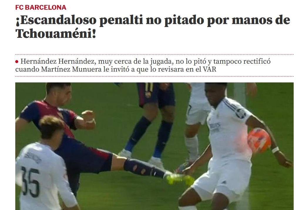 信用網怎么开户_世体：令人震惊的判罚信用網怎么开户！琼阿梅尼手球是明显点球 他应该2黄被罚下