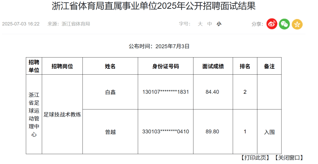 皇冠代理盘口_浙江省体育局：经考察核实皇冠代理盘口，曾某不符合招聘条件，取消招聘资格
